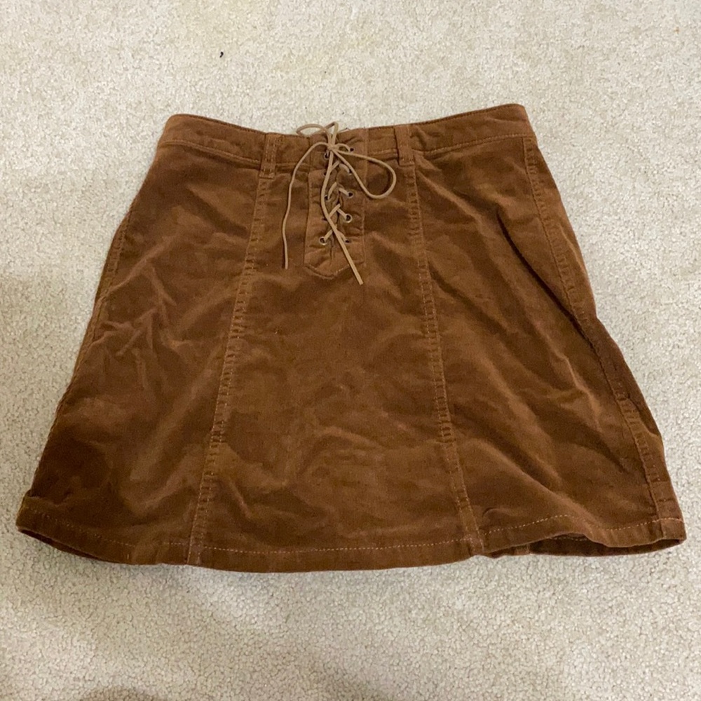Lace Up Corduroy Skirt